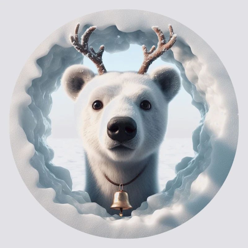 Reindeer head looking through ice