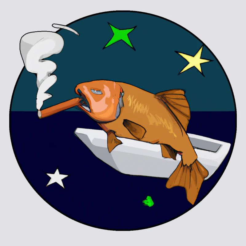 Poisson avec un cigare dans l’espace.