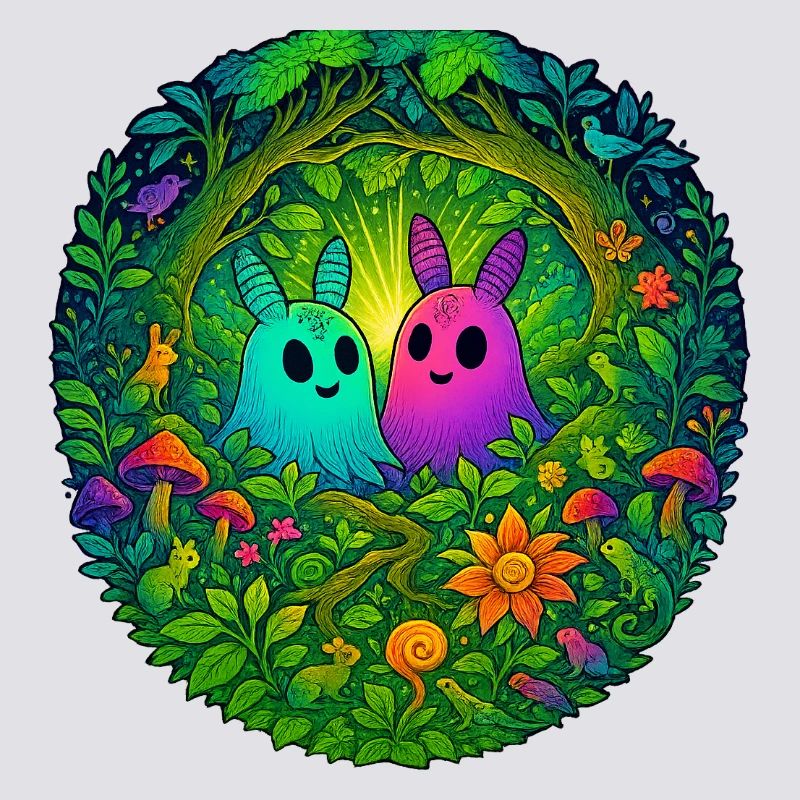 Glowing creatures in the enchanted forest