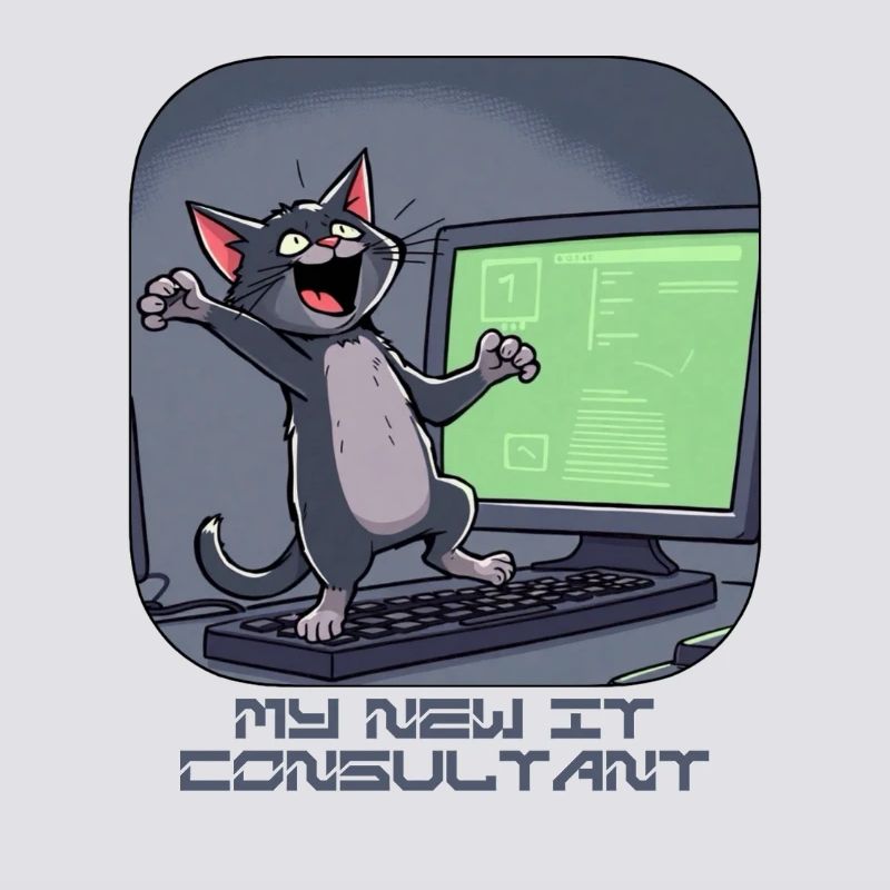 IT cat at the computer