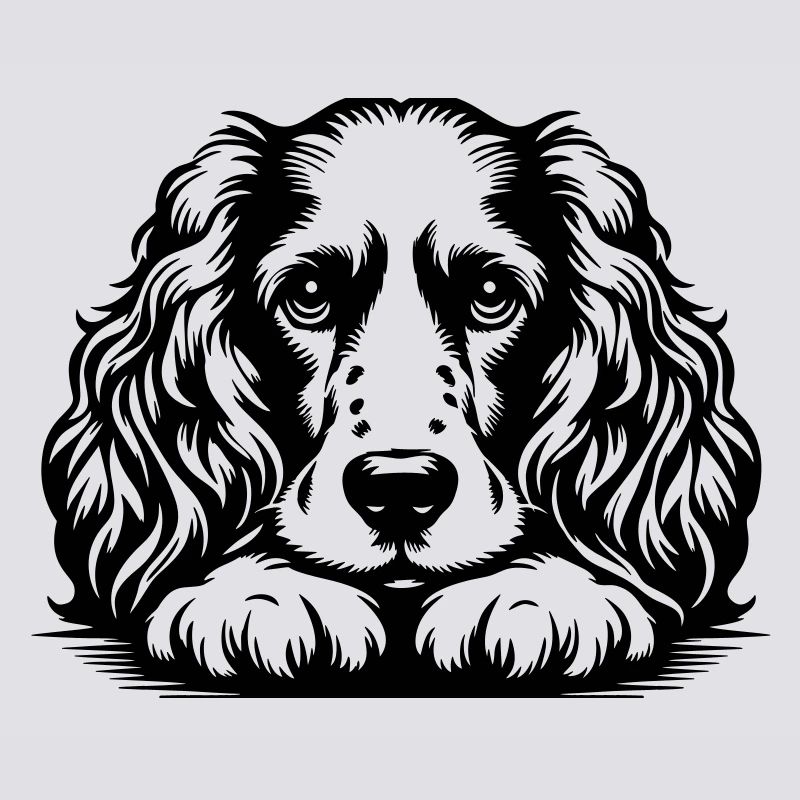 Cocker Spaniel Head with Paws
