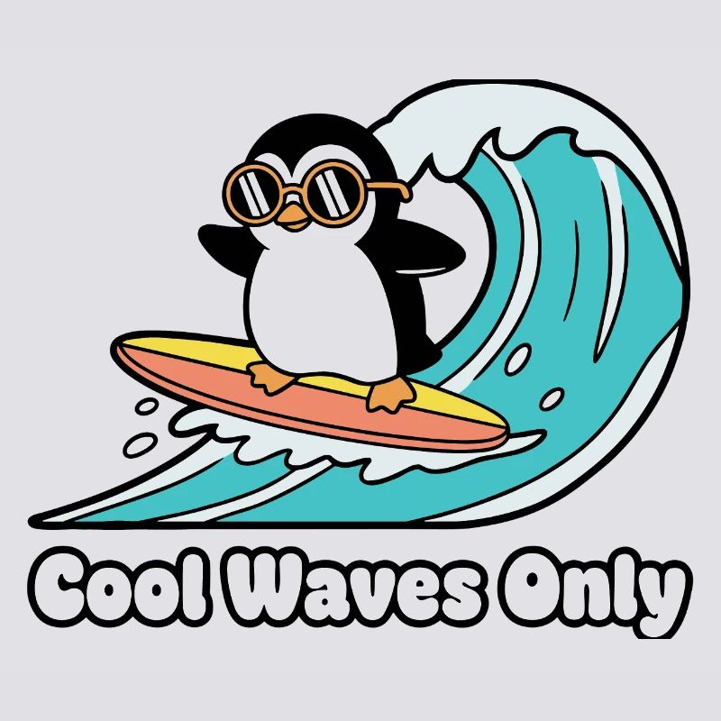 Penguin Surfer Wave Magic