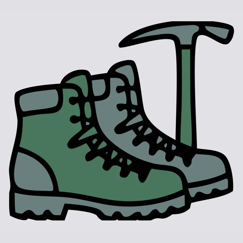 Wanderschuhe Eispickel Bergsteiger Alpen Wanderer
