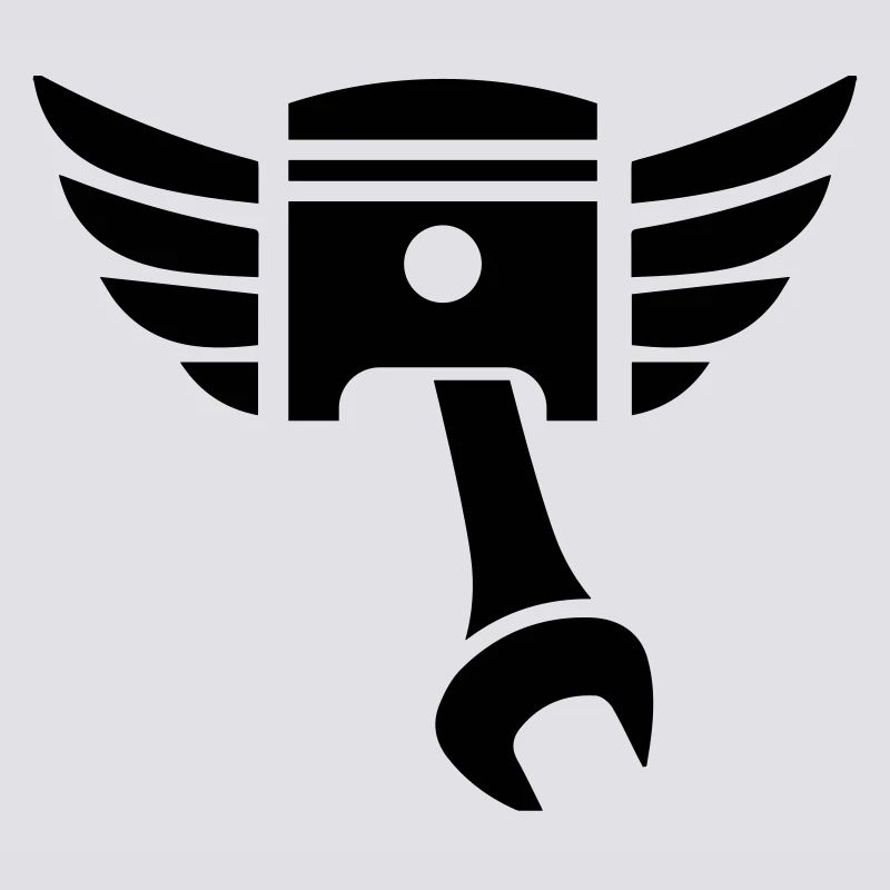 Piston key emblem with wings