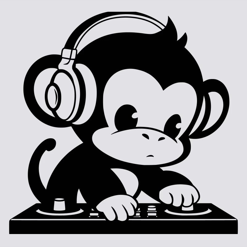 DJ monkey with headphones