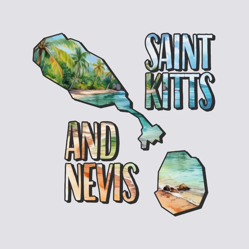 Watercolor Map Saint Kitts and Nevis