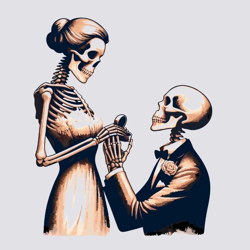 Conception de parodie de squelette de mariage
