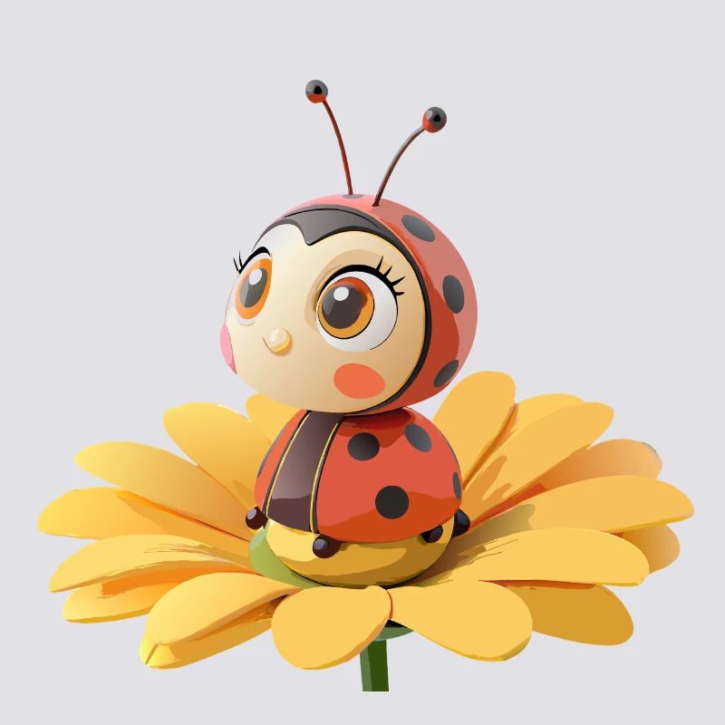 Coccinelle mignonne sur une fleur