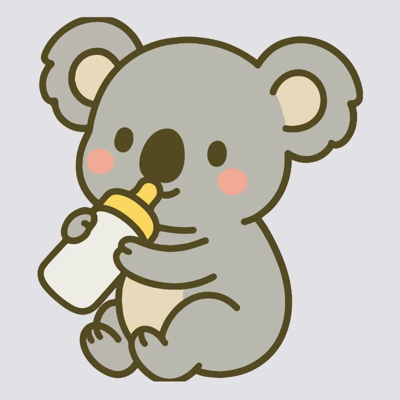 Cuddly koala with bottle