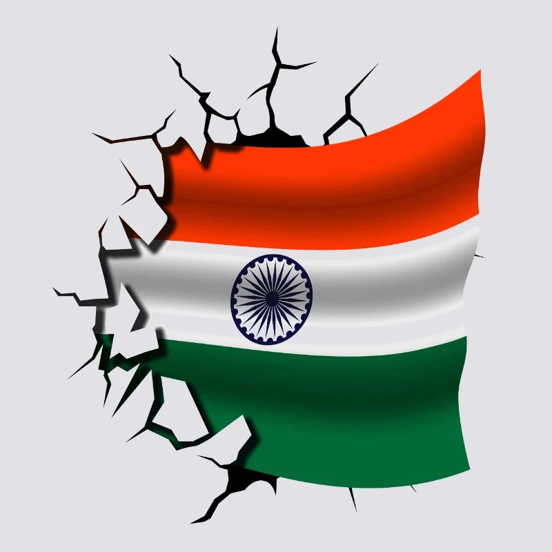 Drapeau de l’Inde - Inde - Drapeau Broken Design