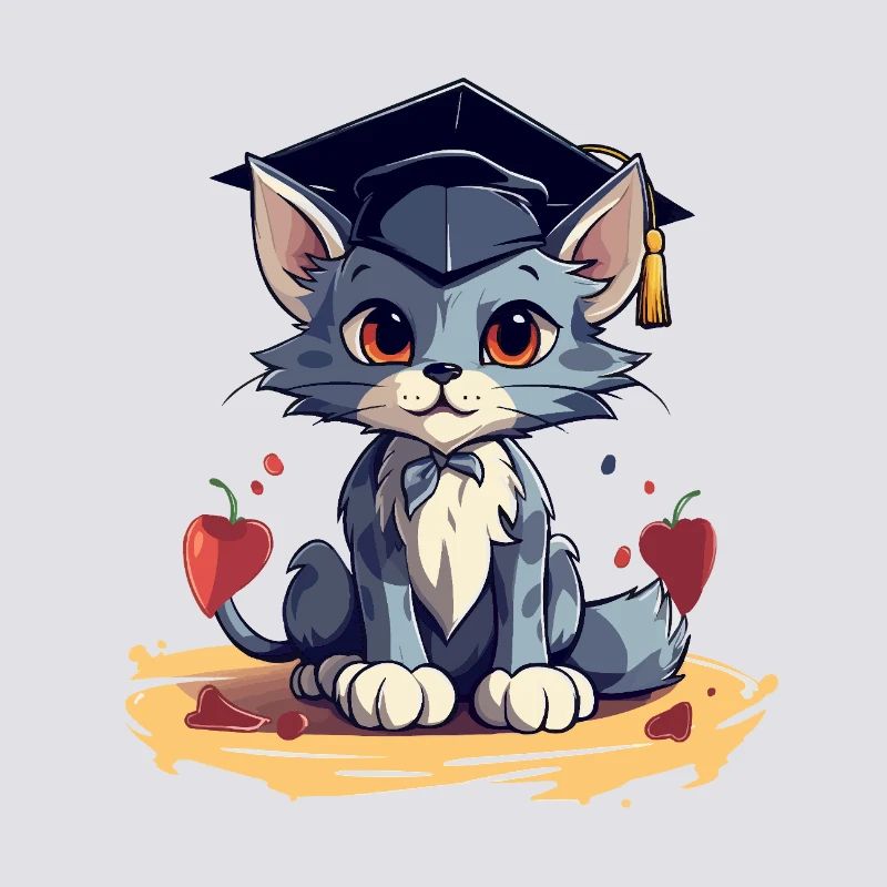 Abschluss Katze mit Graduationskappe