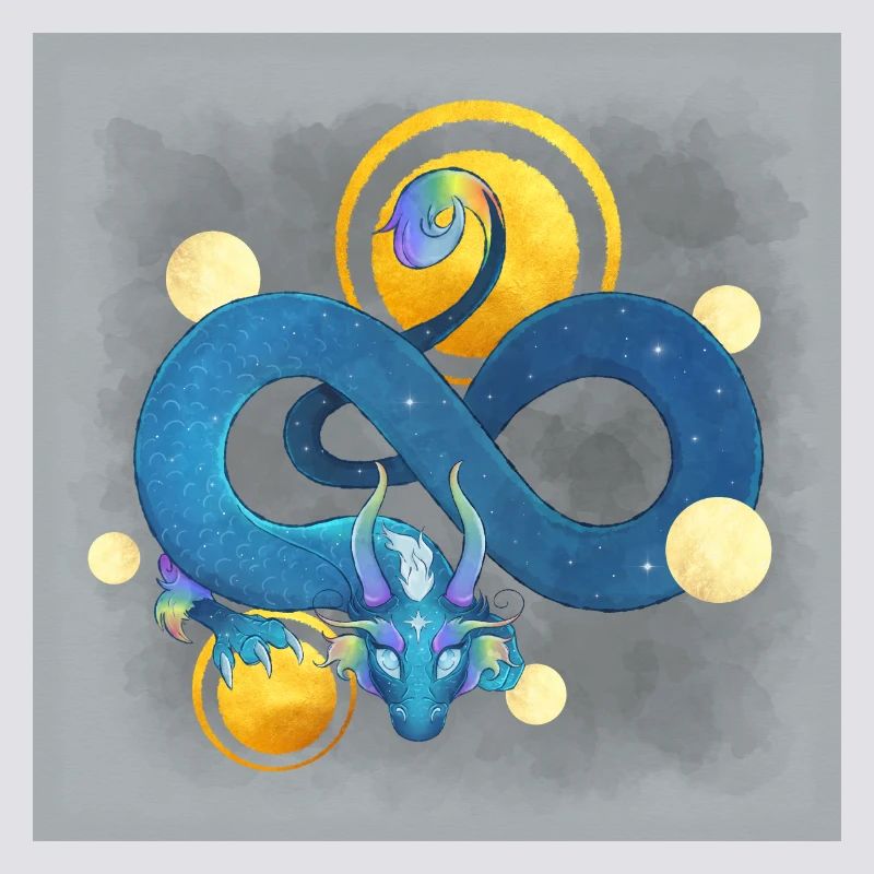 Blue Ink Spirits Poster - Regenbogenblauer Drache