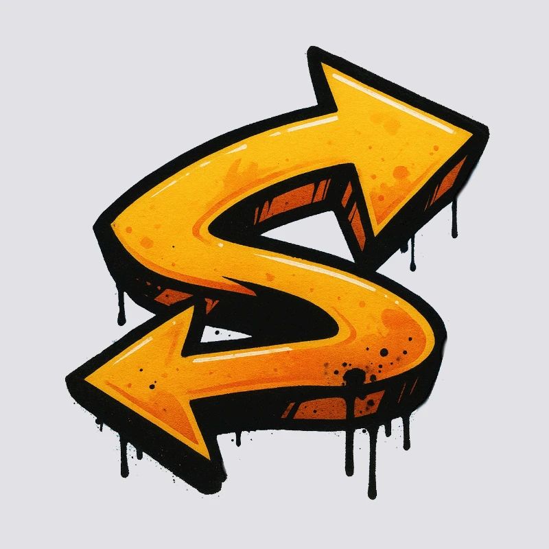 Impression graffiti avec flèches directionnelles lettre S
