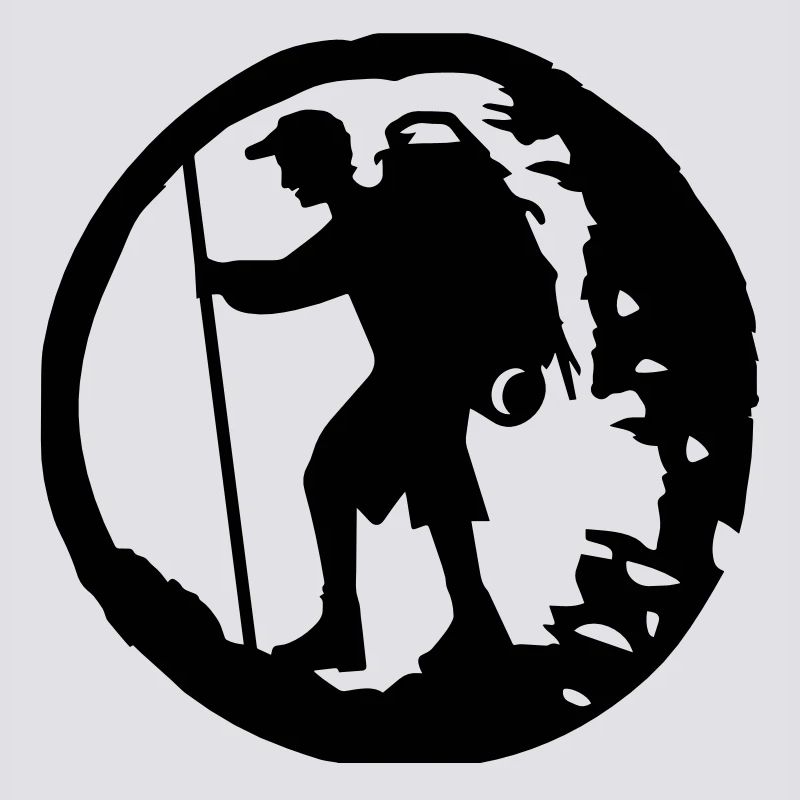 A hiker with backpack and trekking pole