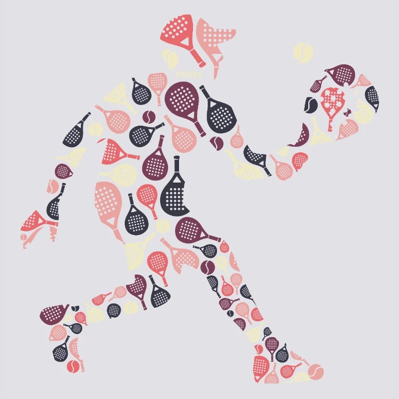 Retro Padel Player with Rackets Pattern
