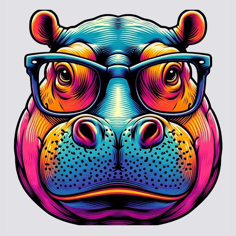 Nilpferd mit Brille