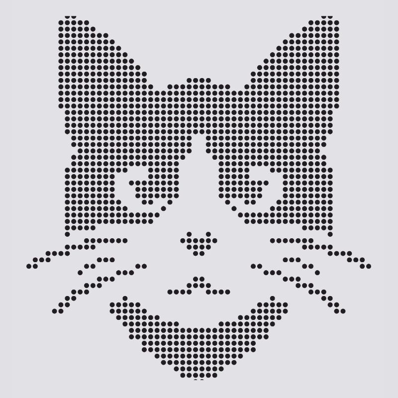Silhouette de visage de chat à points