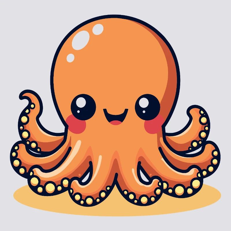 Cute Squid Smiling Octopus Kawaii