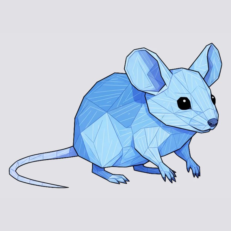 Blue Low-Poly Mouse
