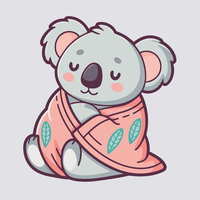 Kuscheliger Koala, eingehüllt in eine rosa Decke, eingewickelt