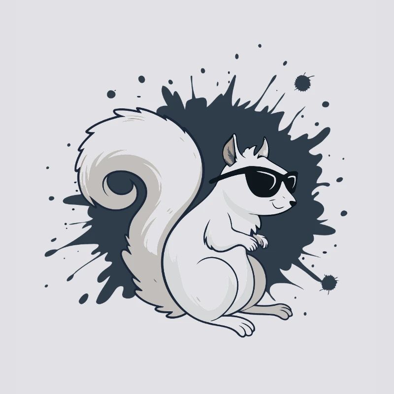 Chic White Squirrel with Black Glasses