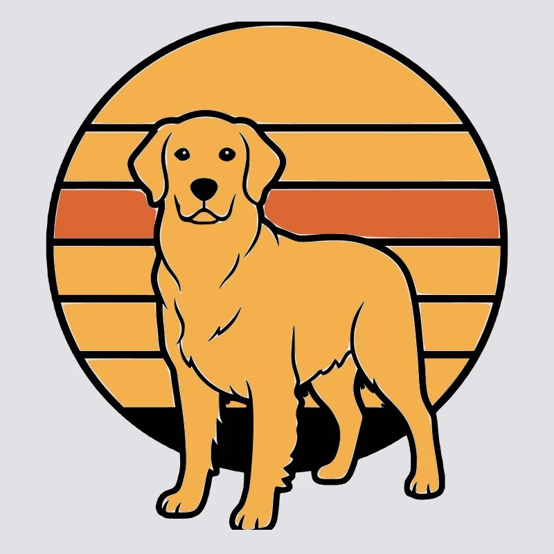 Hund Retriever Retro Sunset