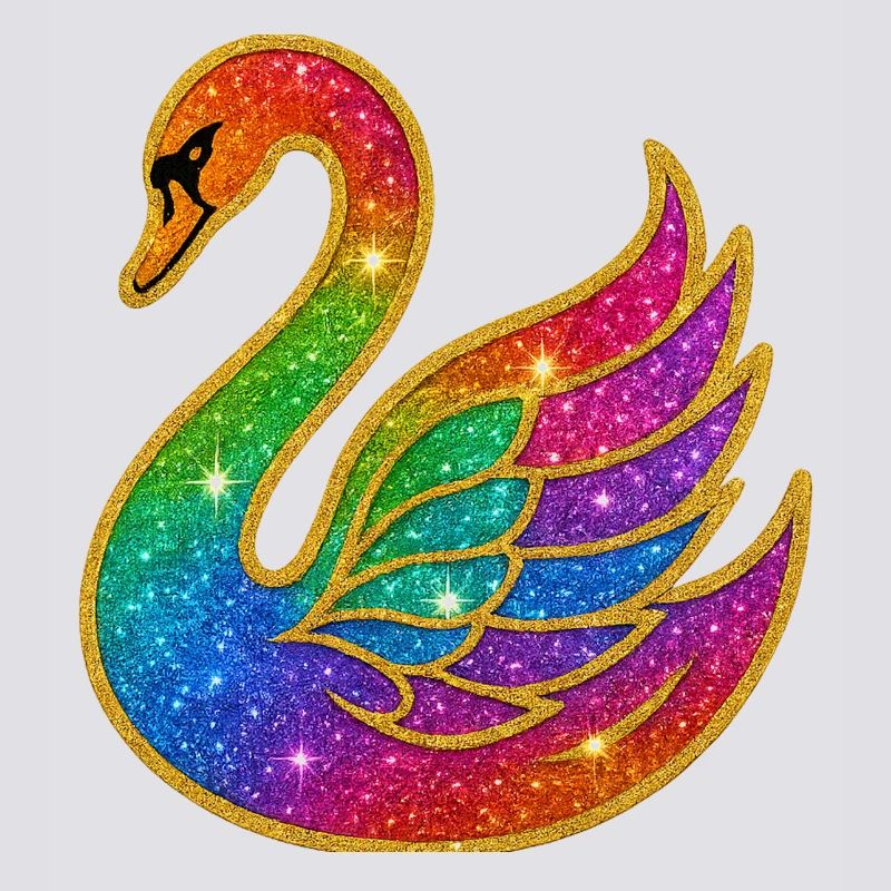 Regenbogen Glitzer Schwan Mutter