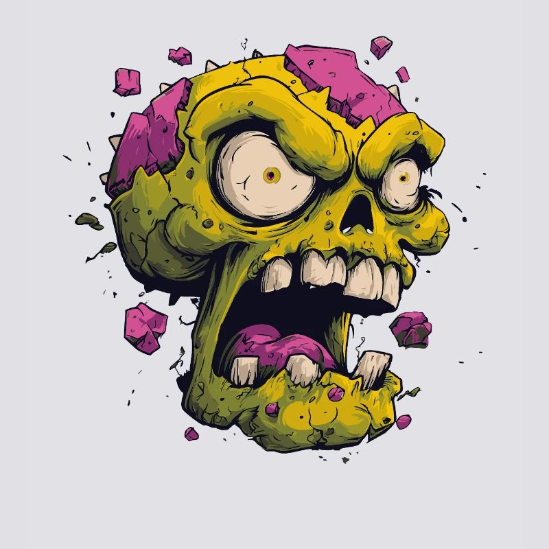 Exploding Skull – Comic Horror Motif