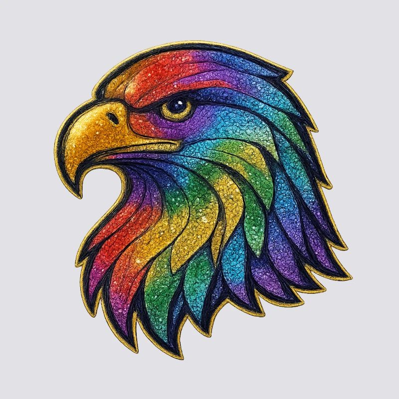 Rainbow Eagle Head Patch