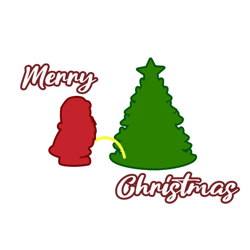 Het plassen van de Kerstman - Kerstboom - Kerstman