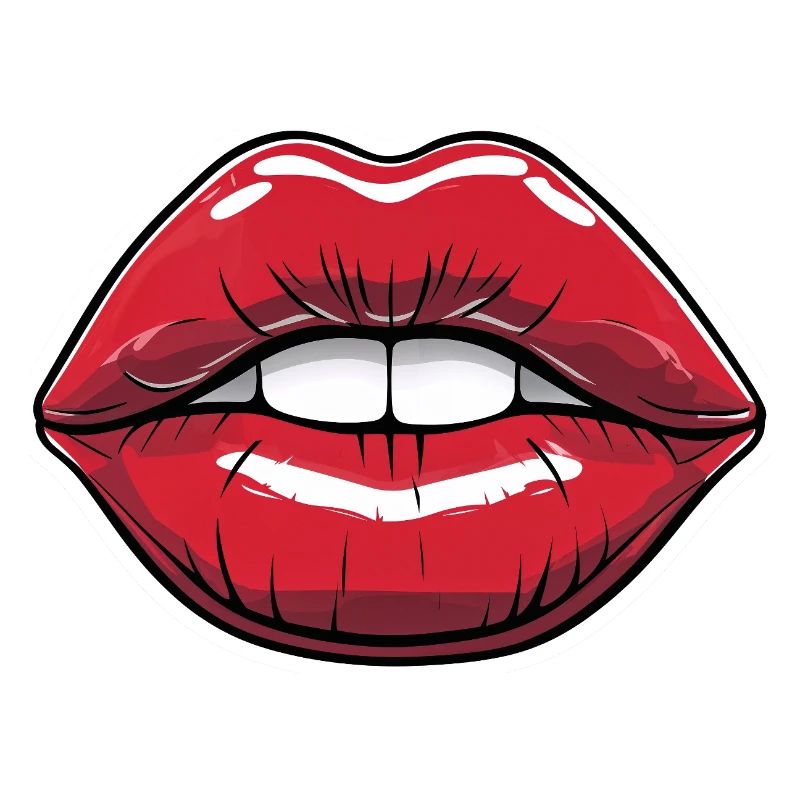 Kussmund Comic-Style Lippe Rot