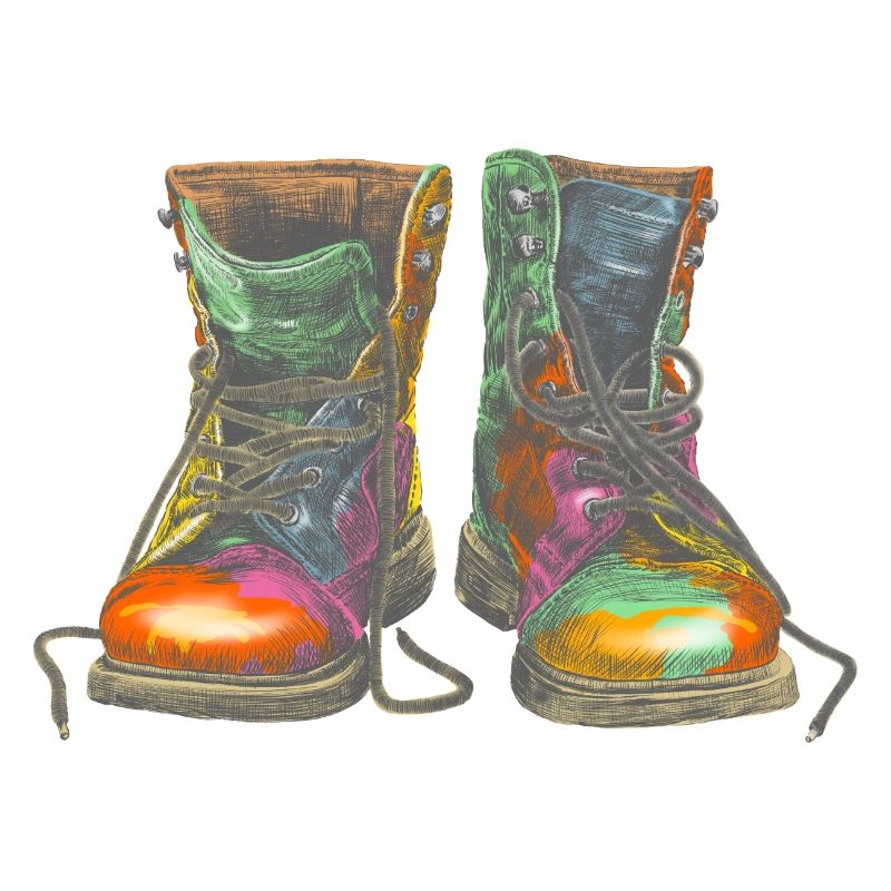 Colorful graffiti boots illustration