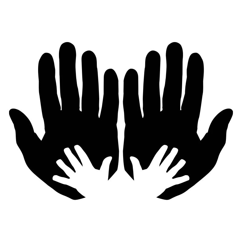 Open parents hands with children's hands