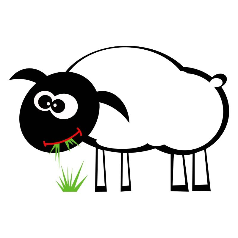 Cartoon Sheep with Grass Eater