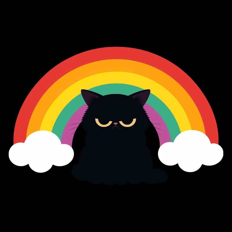 Mürrische Katze unterm Regenbogen