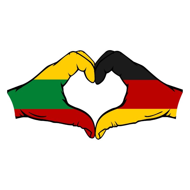 Lithuania Germany Flag Hands Heart Shape