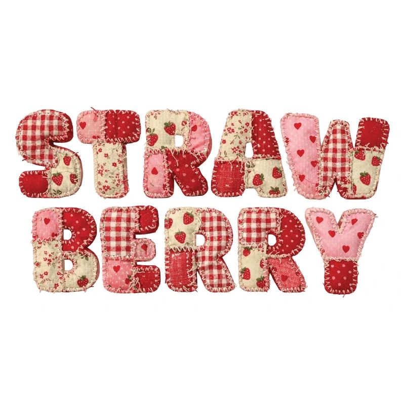 Faux Patchwork Strawberry Fruit Vintage