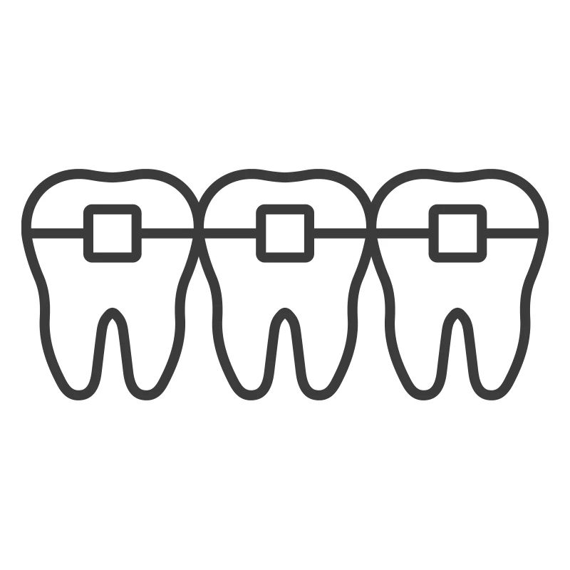 Braces Line Icon – Orthodontic Teeth Alignment Sym