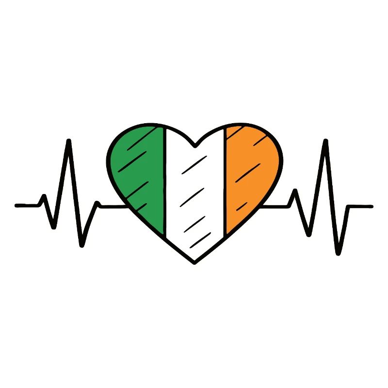 Drapeau de l’Irlande Heartbeat Line Irish Pride Design