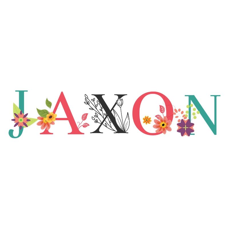 JAXON Name Art avec des fleurs brodées