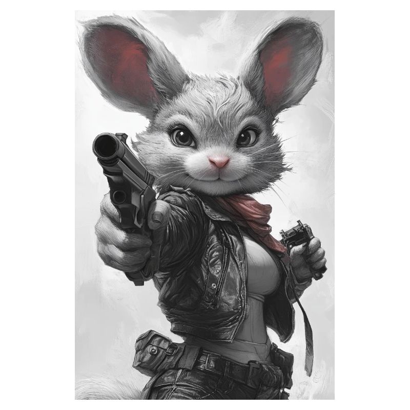 Action bunny in leather jacket