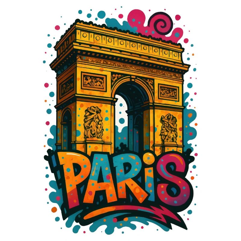 Chemise Paris Arc de Triomphe – Conception de style graffiti