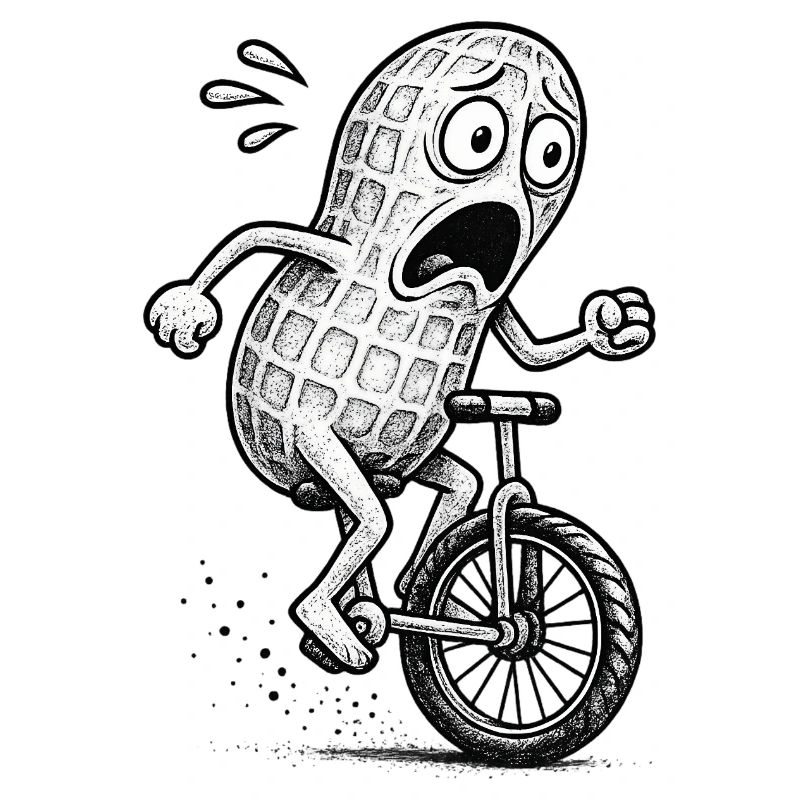 Panic Peanut sur un vélo