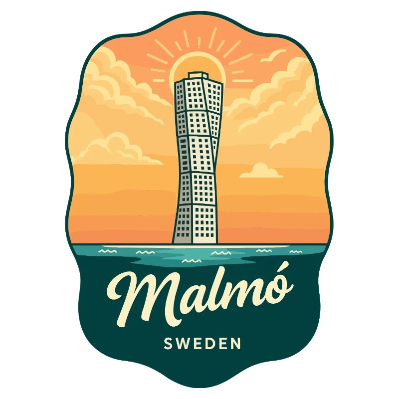 Malmo Turning Torso Vintage Sunset Badge