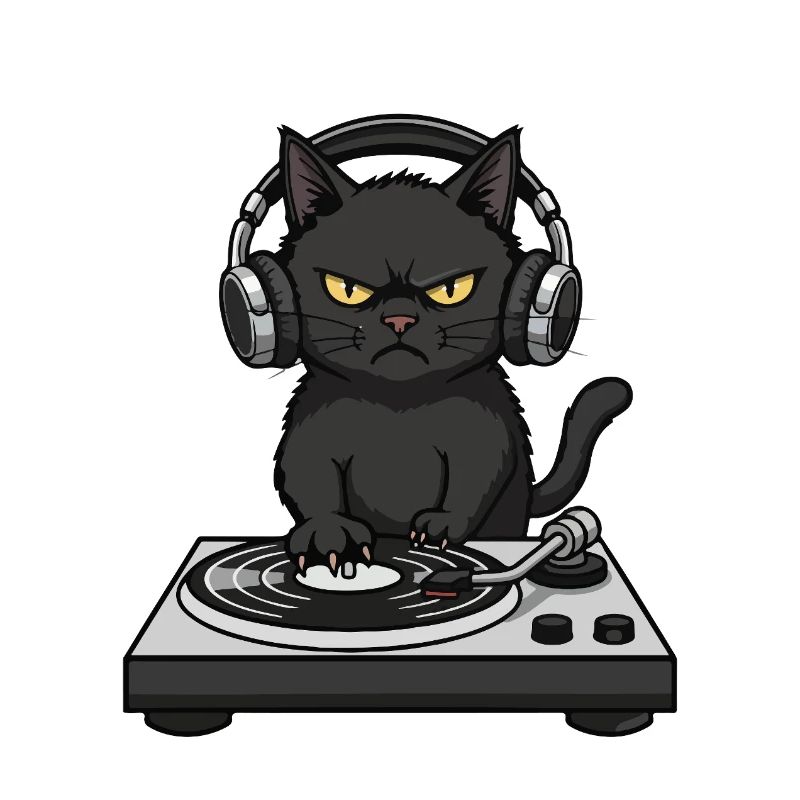 Turntable Cat Cat DJ Vinyl