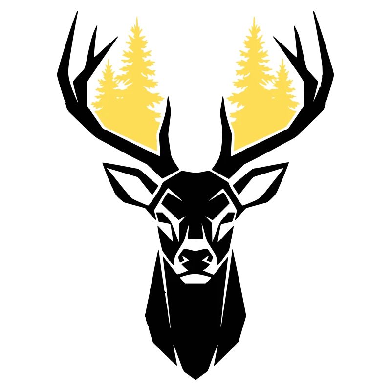 Deer Head Forest Silhouette