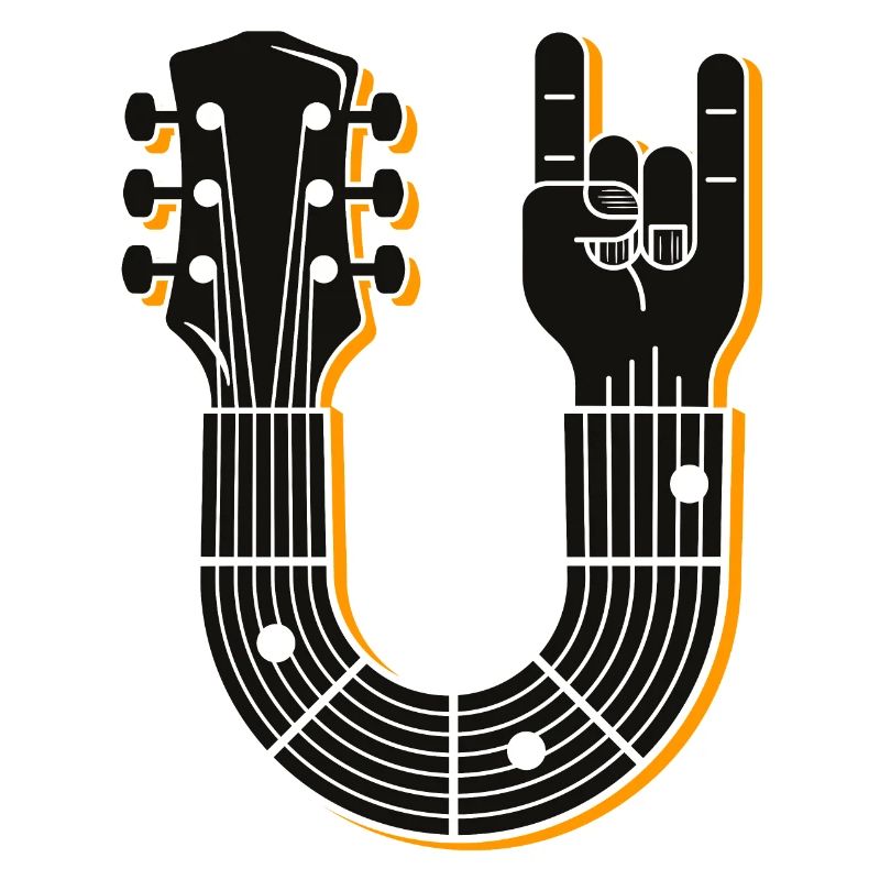 Conception audacieuse de signe de main de manche de guitare