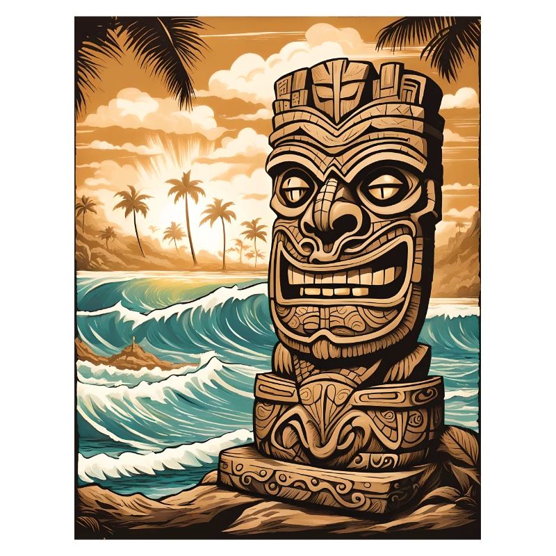 Tiki statue on the beach