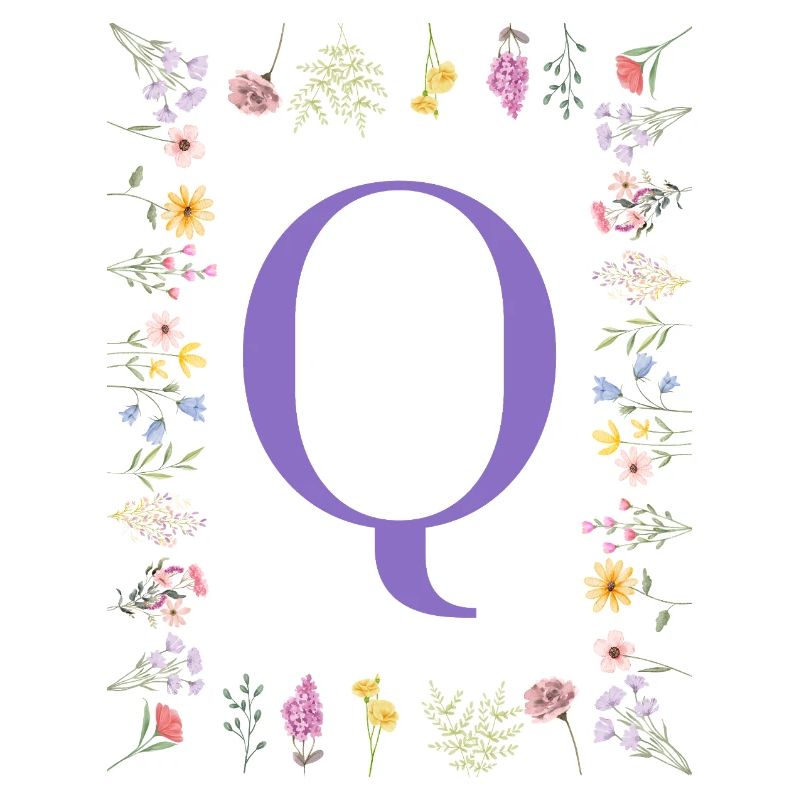 Monogramm "Q", florale Initialen