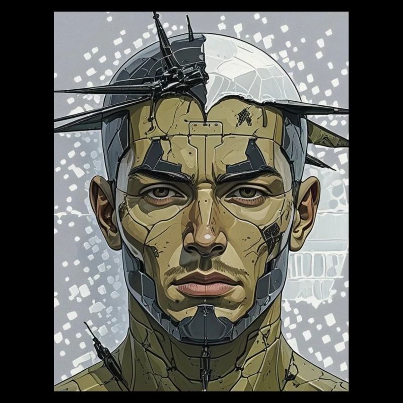 Zerbrochener Cyborg Kopf